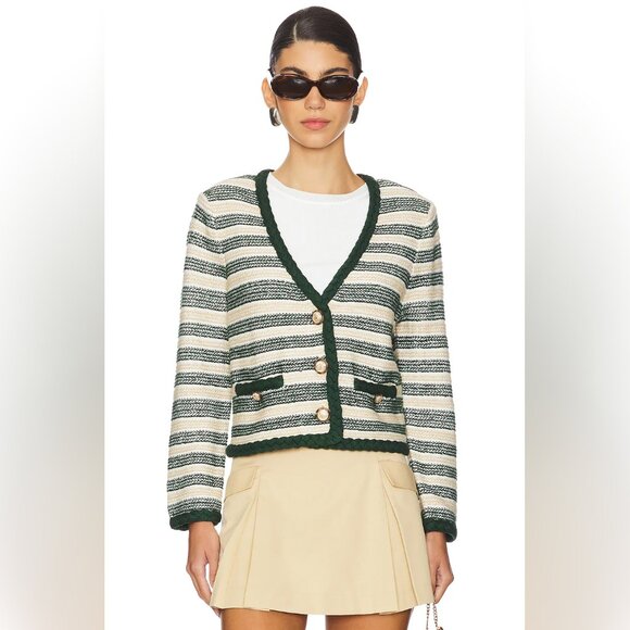 Veronica Beard Claudine striped linen-blend jacket - Picture 2 of 11